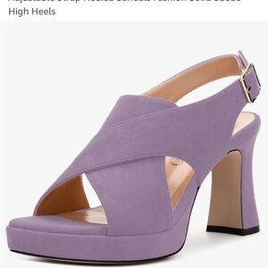 Purple Suede Platform Slingback  Heels and Open Toe, Size 7- Brand New in Box!